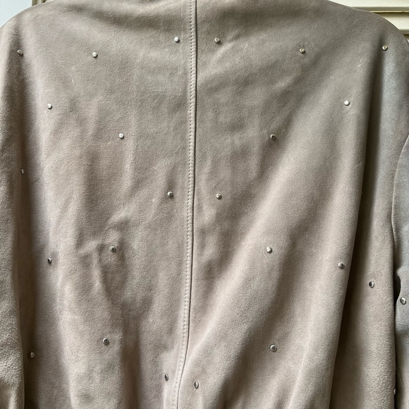 All Saints Taupe Silver Studded Suede jacket with discoloration. - Picture 5 of 10